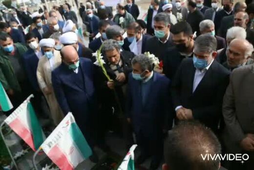 عطرافشانی گلزار شهدا شهرستان بابلسر و دیدار وزیر جهاد کشاورزی با خانواده شهید مدافع حرم بریری 